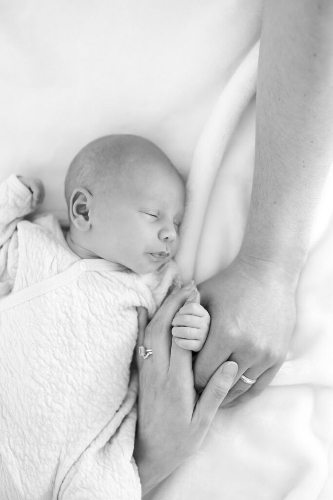 black and white newborn portrait