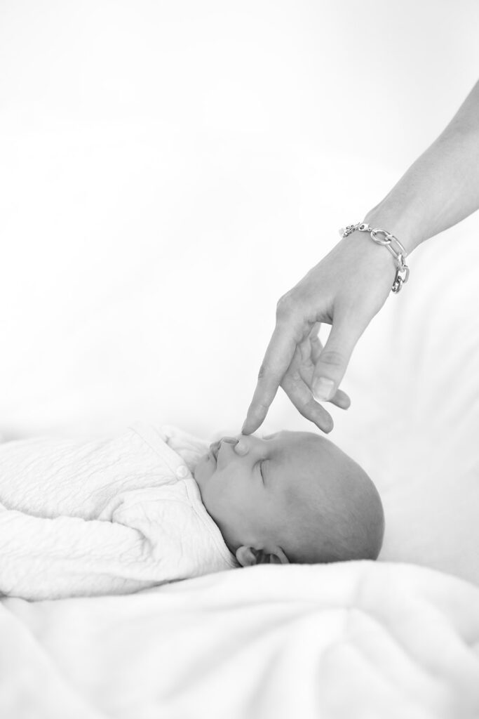 black and white newborn portrait